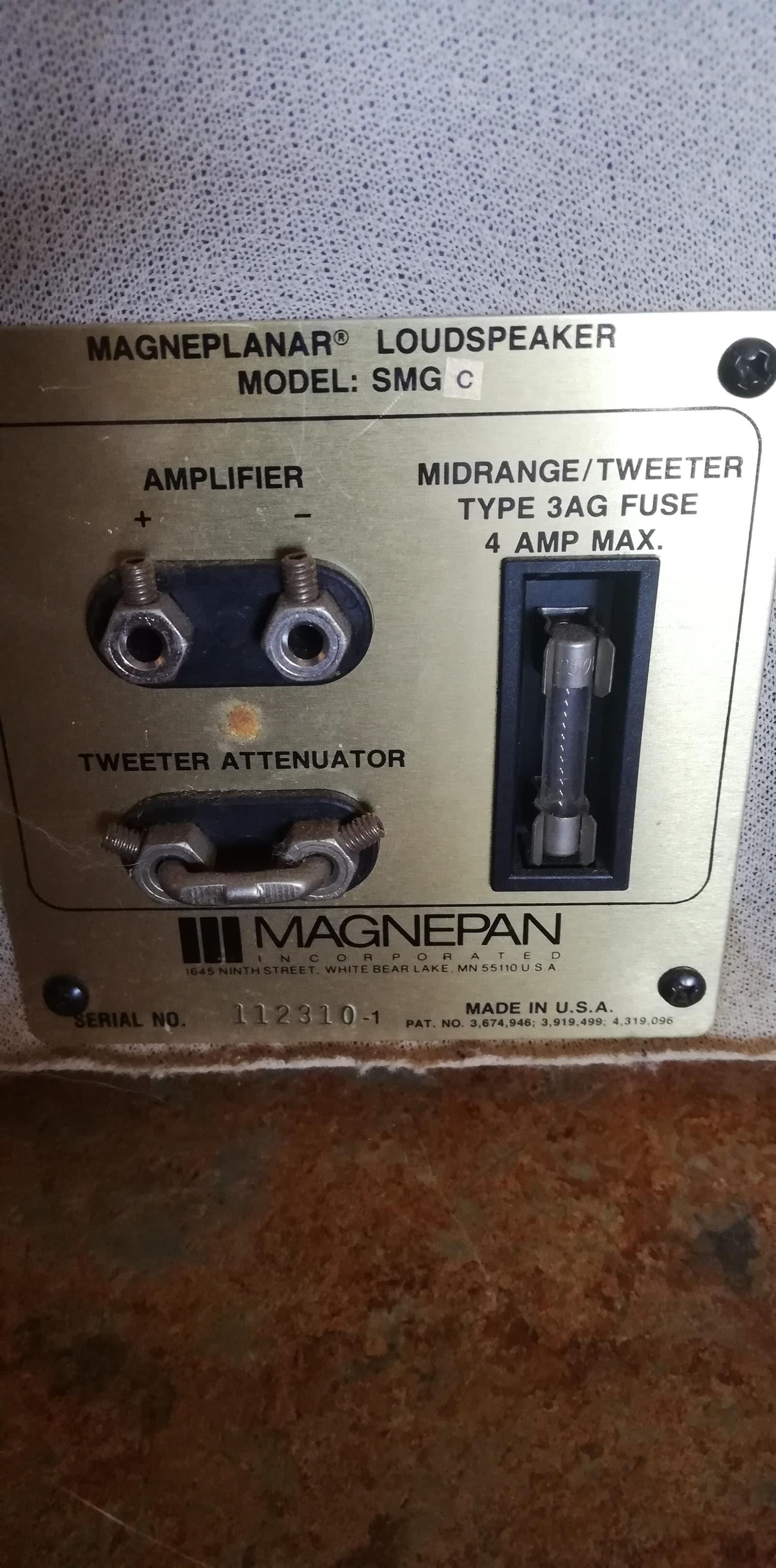 MagnePlanar Speakers Model SMGc
