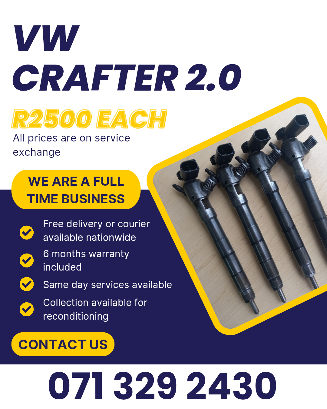 VW CRAFTER 2.0 DIESEL INJECTORS FOR SALE WITH WARRANTY - Private Seller VW CRAFTER 2.0 DIESEL INJECTORS FOR SALE WITH WARRANTY - Private Seller