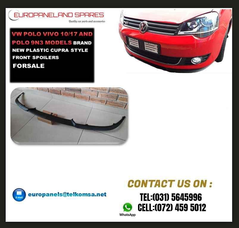 VW POLO VIVO 10/17 BRAND NEW  PLASTIC CUPRA STYLE FRONT SPOILERS FORSALE