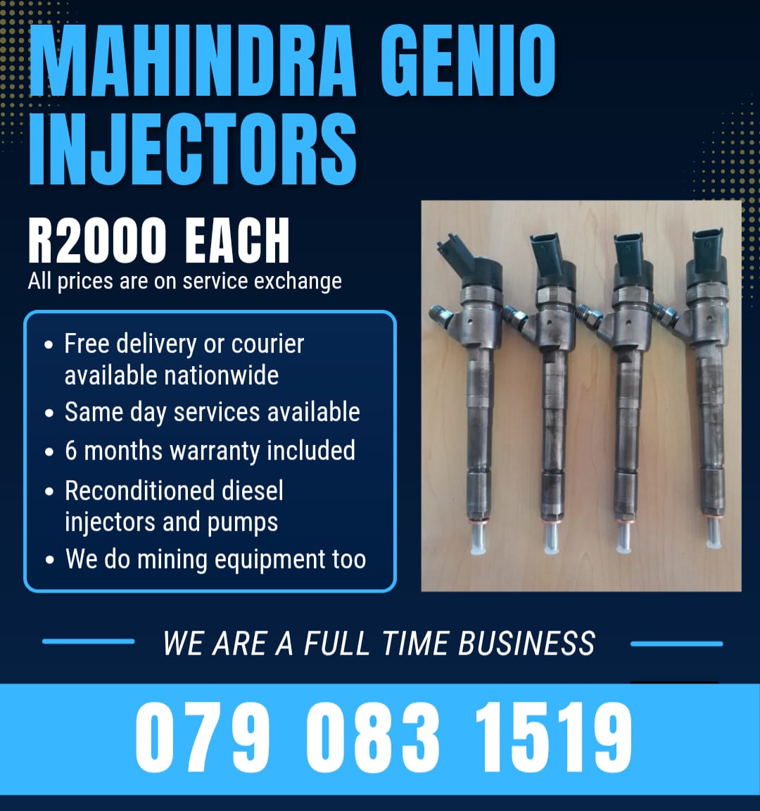 MAHINDRA GENIO INJECTORS FOR SALE WITH WARRANTY INCLUDED - Private Seller MAHINDRA GENIO INJECTORS FOR SALE WITH WARRANTY INCLUDED - Private Seller