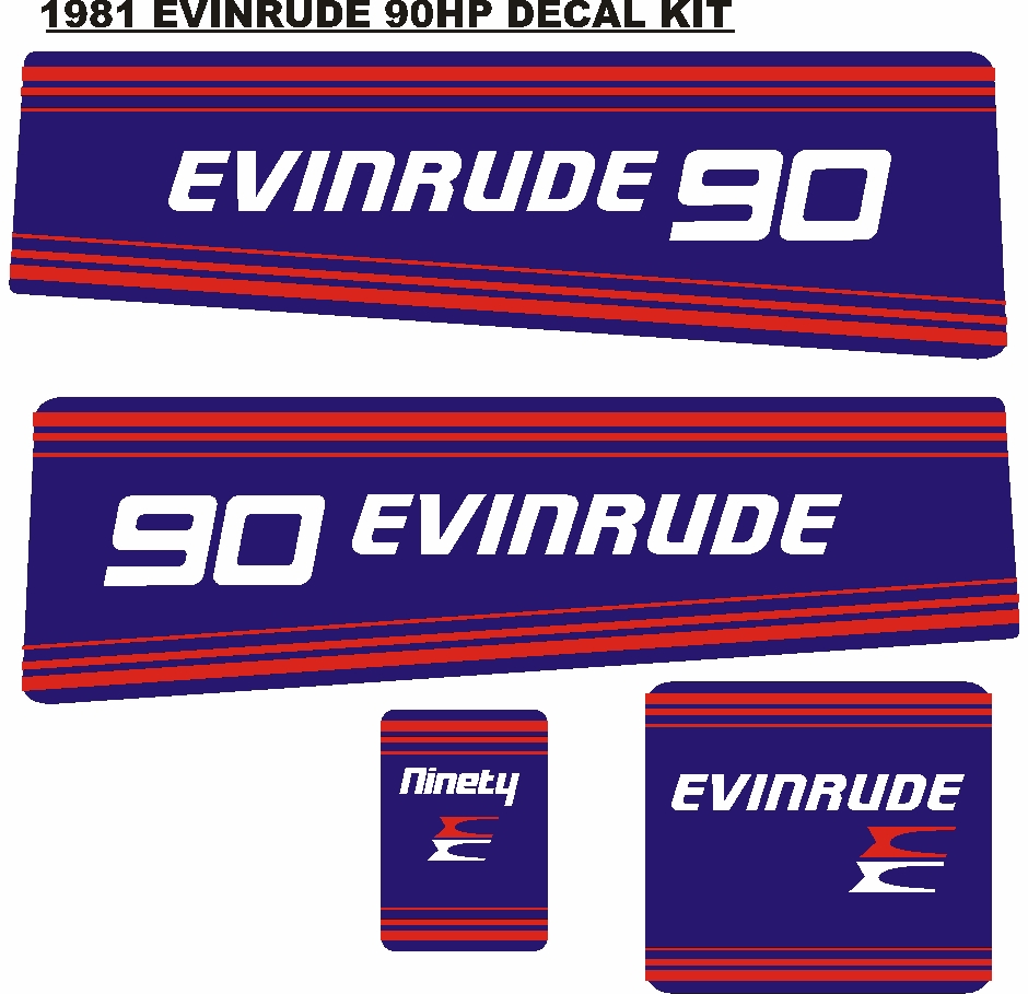 1981 Evinrude 90 outboard motor decals stickers vinyl cut graphics kits
