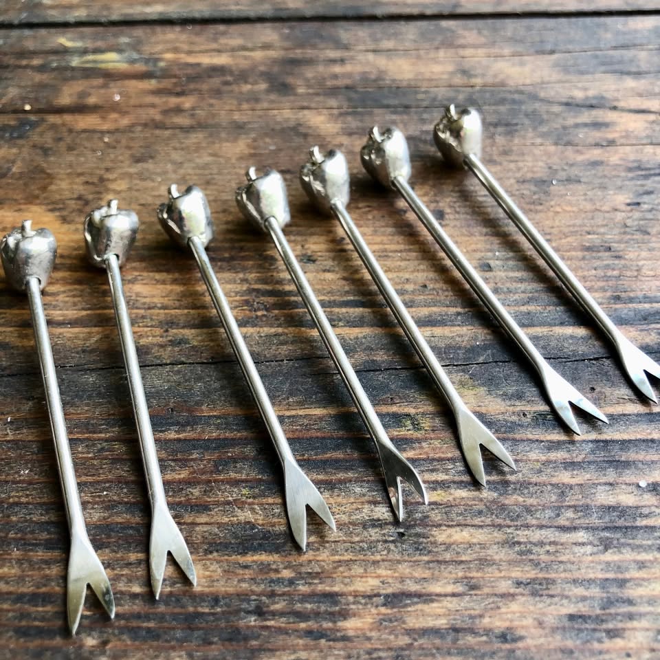 Vintage 1970s German Apple-Themed Cocktail Forks – Elegant & Rare!