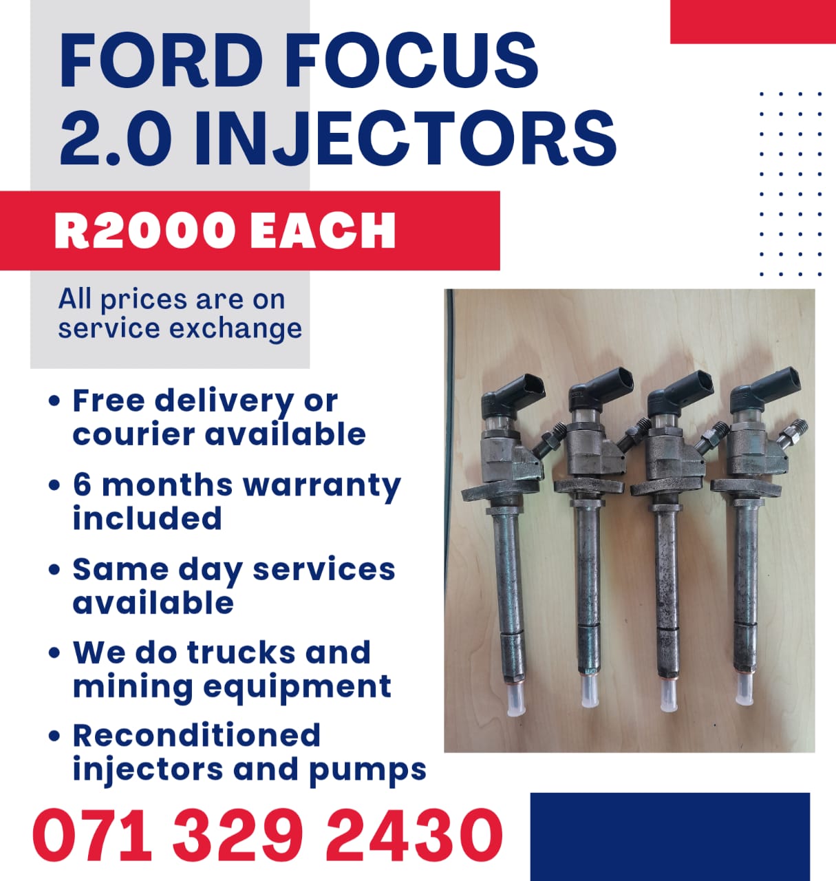 FORD FOCUS 2.0 INJECTORS FOR SALE WITH WARRANTY INCLUDED - Private Seller FORD FOCUS 2.0 INJECTORS FOR SALE WITH WARRANTY INCLUDED - Private Seller