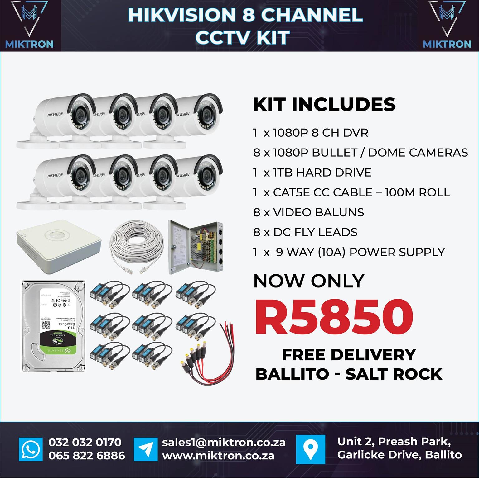 HikVision 4 channel and 8 channel kits now available. 