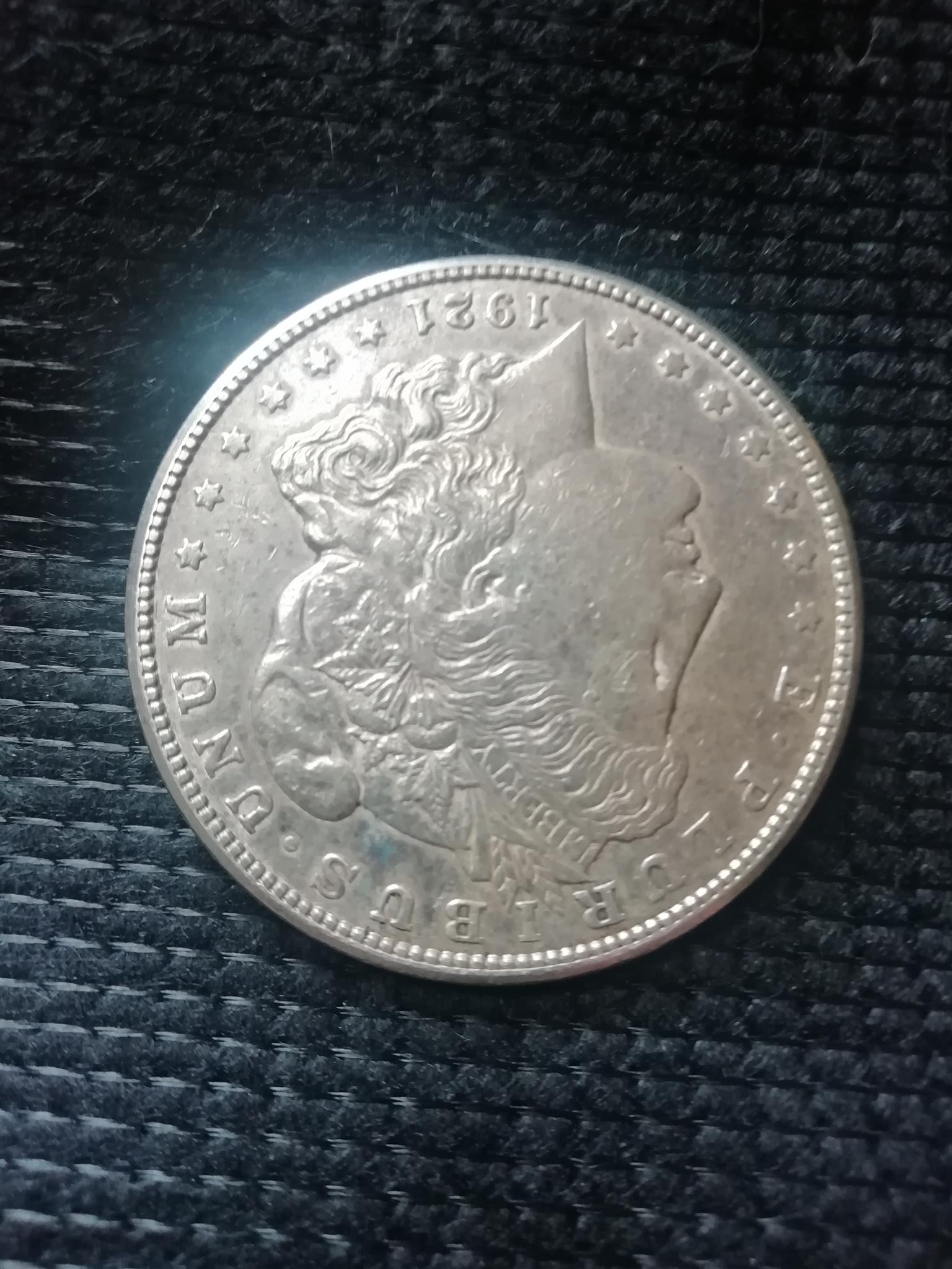 1921 silver dollar e pluribus unum obverse lamination struck coin 1921 silver dollar e pluribus unum obverse lamination struck coin