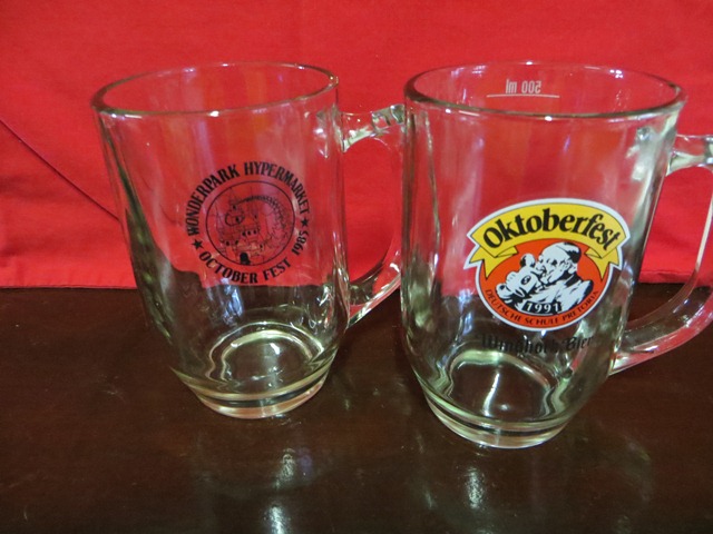 Beer mugs, Glasses and beer cans