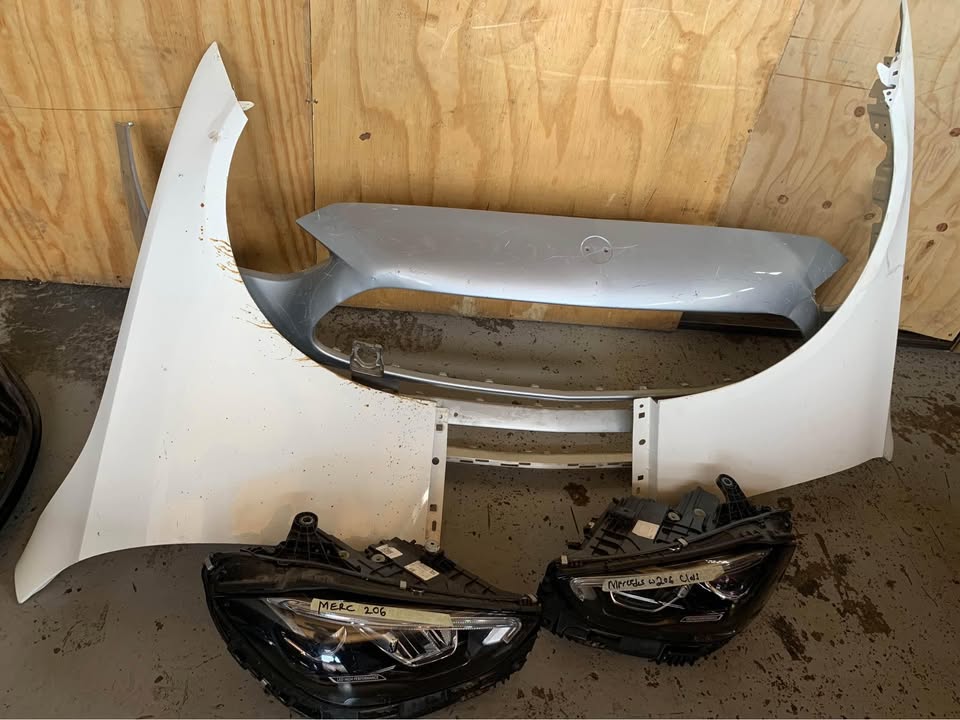 Mercedes Benz W206 front bumper, fender and headlights
