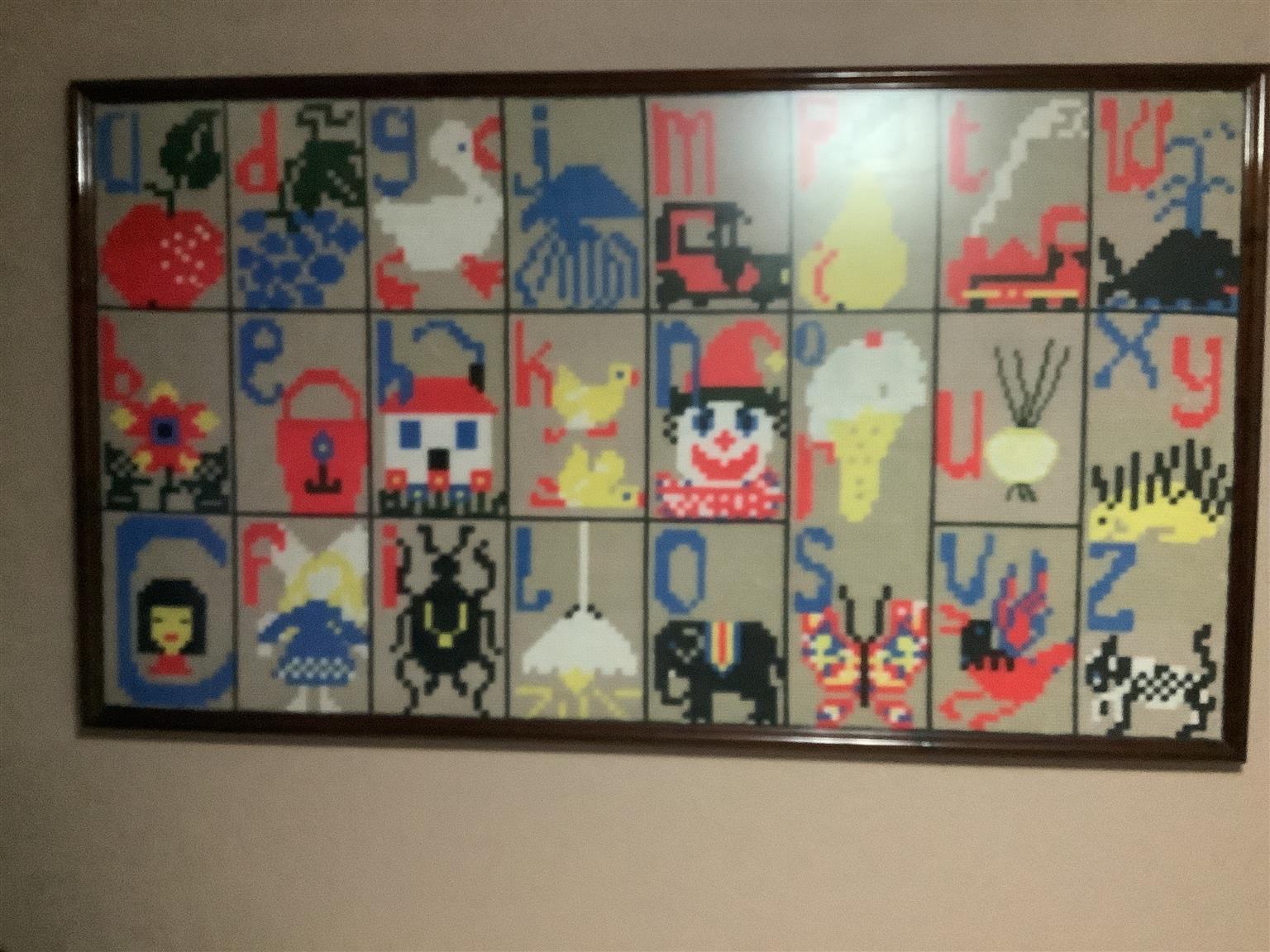A to Z Tapestry framed with glass (Afrikaans)