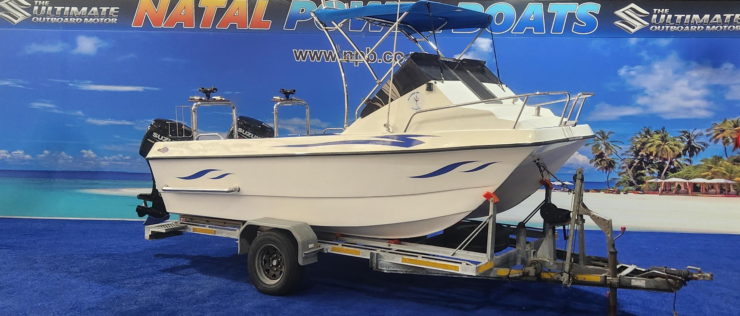 YOGI CAT 500 ON TRAILER 2 X 60 HP SUZUKI 4 STROKES 2011 MODEL 190 / 200 HOURS