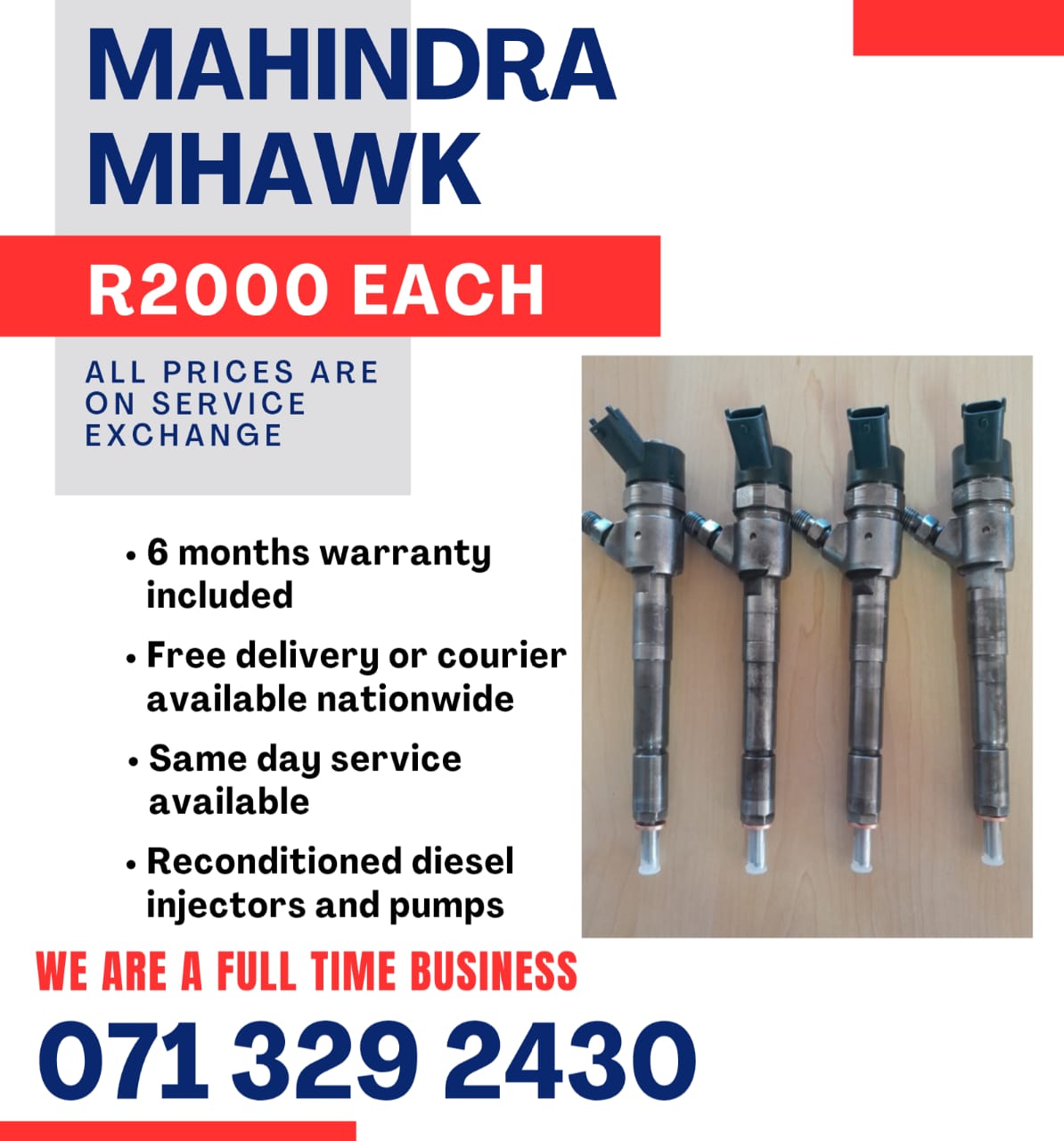 MAHINDRA MHAWK 2.2 INJECTORS FOR SALE WITH WARRANTY - Private Seller MAHINDRA MHAWK 2.2 INJECTORS FOR SALE WITH WARRANTY - Private Seller