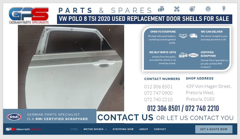 VW POLO 8 TSI 2020 USED REPLACEMENT DOOR SHELLS FOR SALE - Private Seller VW POLO 8 TSI 2020 USED REPLACEMENT DOOR SHELLS FOR SALE - Private Seller