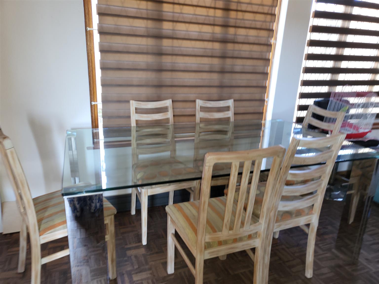 glass table and 6 chairs