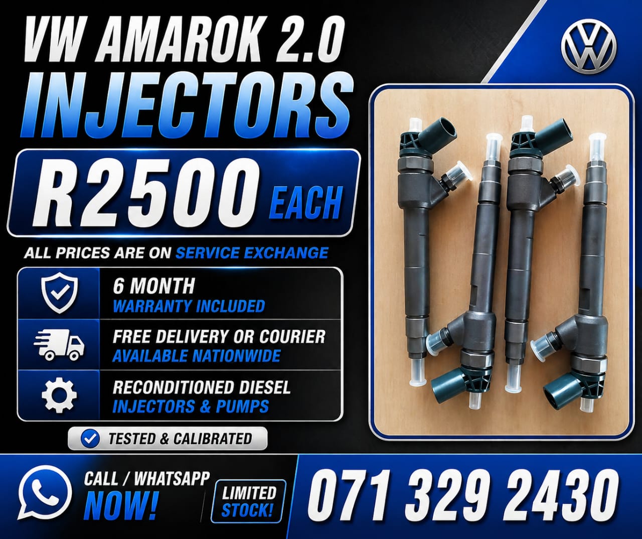VW AMAROK 2.0 INJECTORS FOR SALE WITH WARRANTY INCLUDED - Private Seller VW AMAROK 2.0 INJECTORS FOR SALE WITH WARRANTY INCLUDED - Private Seller