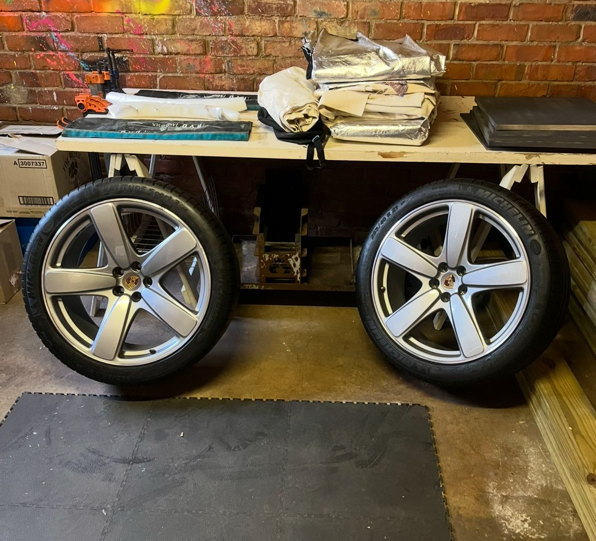 21" OEM Porsche Mecan (Sport Classic) mags with spacers for sale. - Private Seller 21" OEM Porsche Mecan (Sport Classic) mags with spacers for sale. - Private Seller