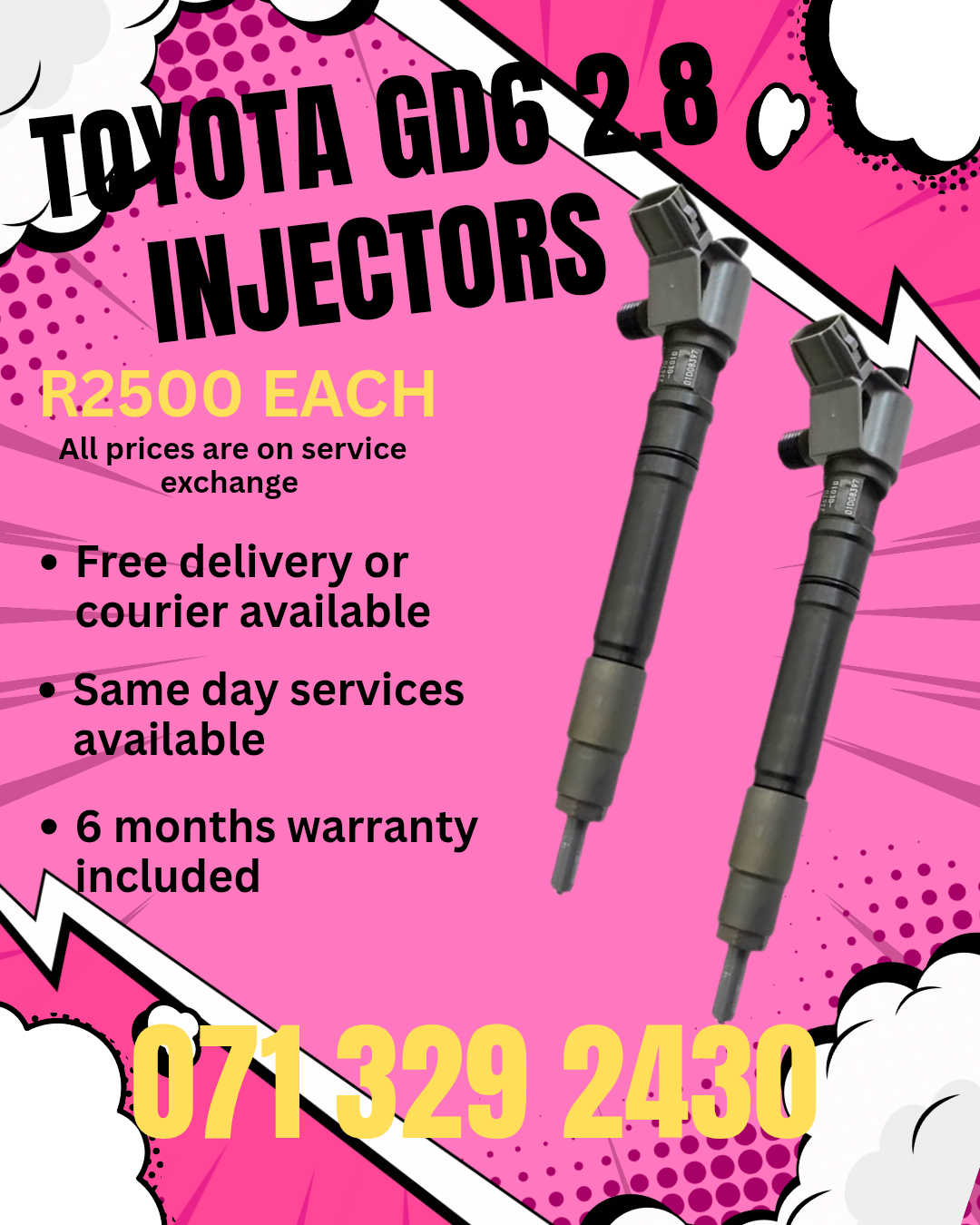 TOYOTA GD6 INJECTORS FOR SALE WITH WARRANTY ON - Private Seller TOYOTA GD6 INJECTORS FOR SALE WITH WARRANTY ON - Private Seller