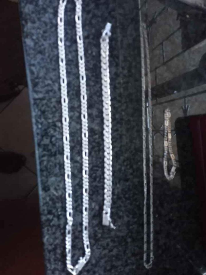 Genuine Silver antique Ticket bracelet and silver chains