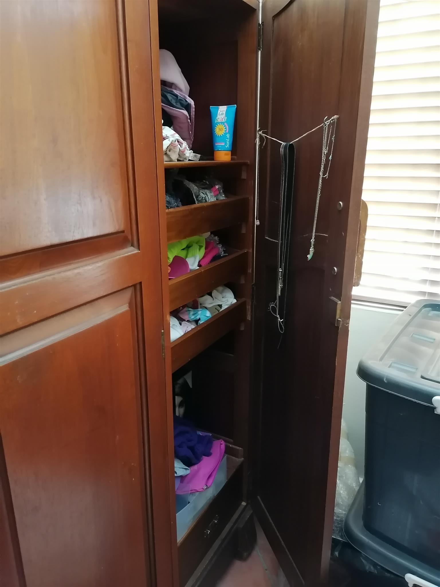 Antique Imbuia wood wardrobe set