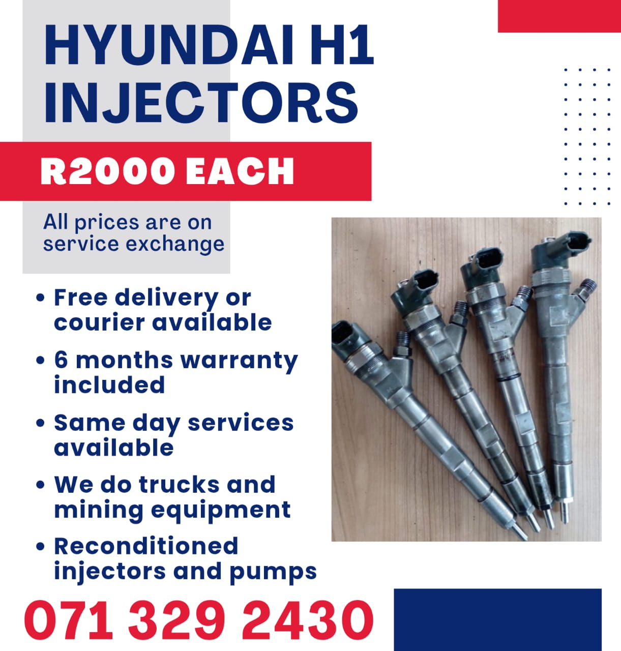 HYUNDAI H1 INJECTORS FOR SALE WITH WARRANTY - Private Seller HYUNDAI H1 INJECTORS FOR SALE WITH WARRANTY - Private Seller