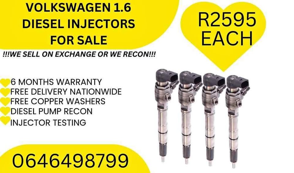 Volkswagen 1.6 diesel injectors for sale, courier Nationwide. All makes and models. - Private Seller Volkswagen 1.6 diesel injectors for sale, courier Nationwide. All makes and models. - Private Seller