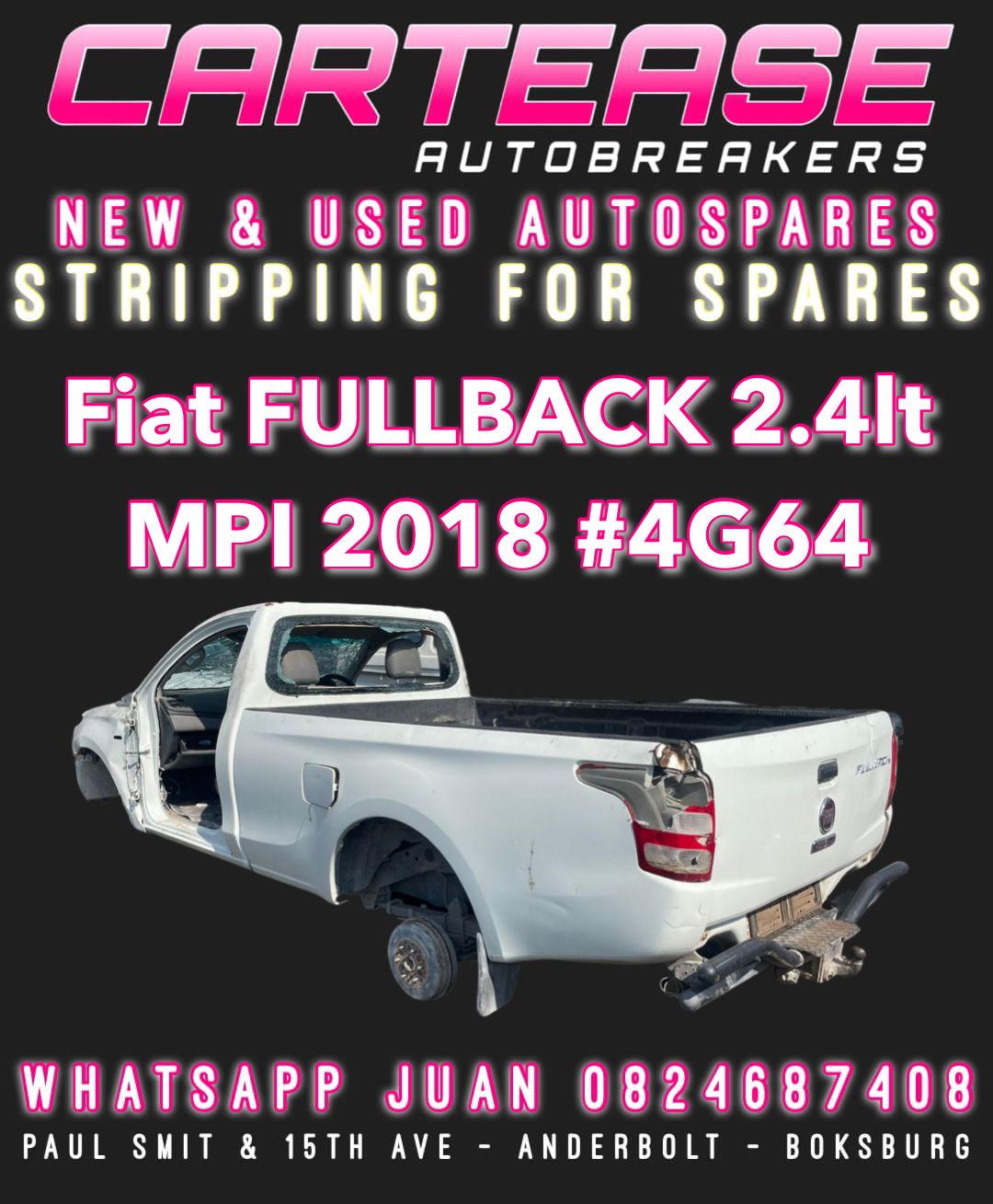 FIAT FULLBACK 2.4LT MPI 2018 #4G64 STRIPPING FOR SPARES - Private Seller FIAT FULLBACK 2.4LT MPI 2018 #4G64 STRIPPING FOR SPARES - Private Seller