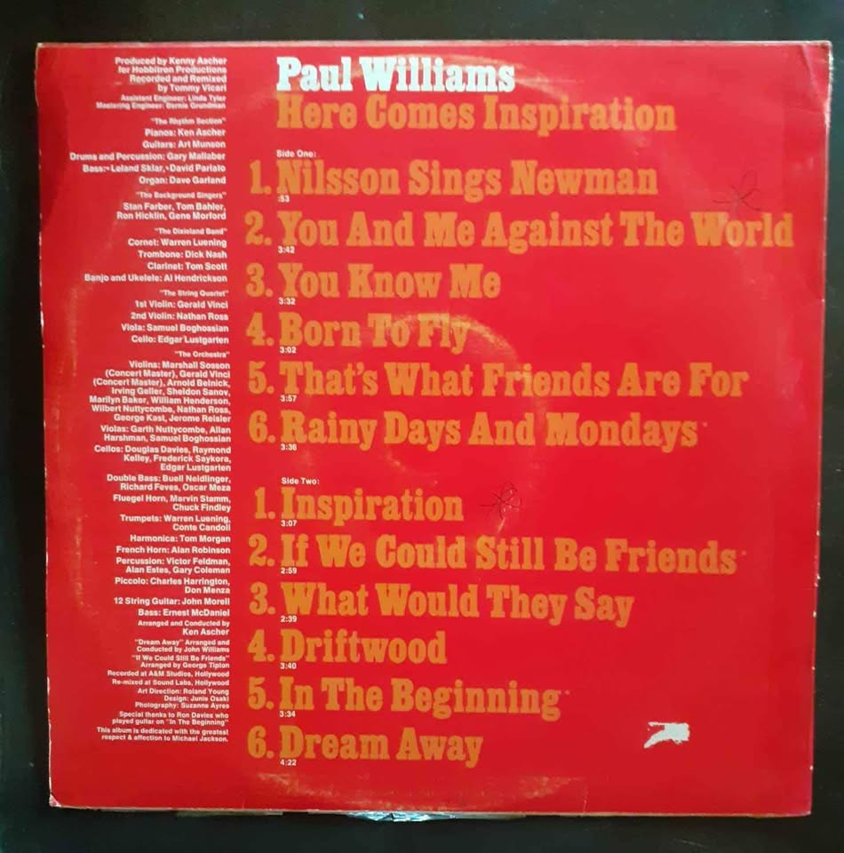 Paul Williams - Here Comes Inspiration LP Record