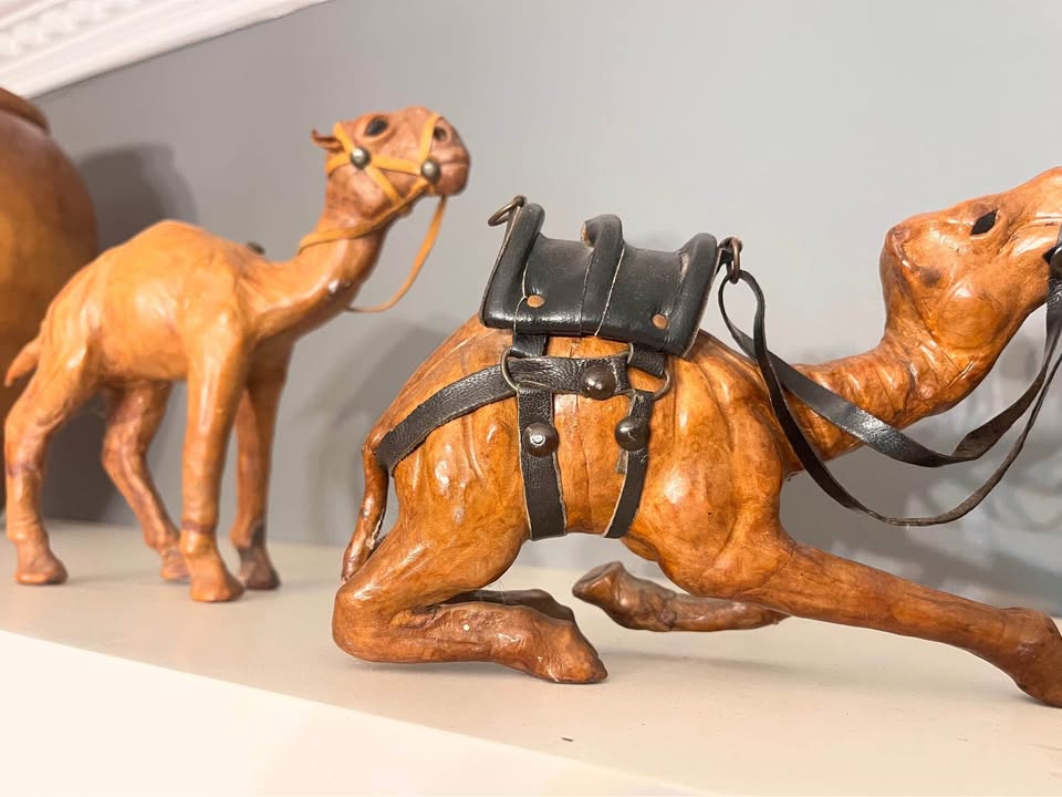 Two small leather camels