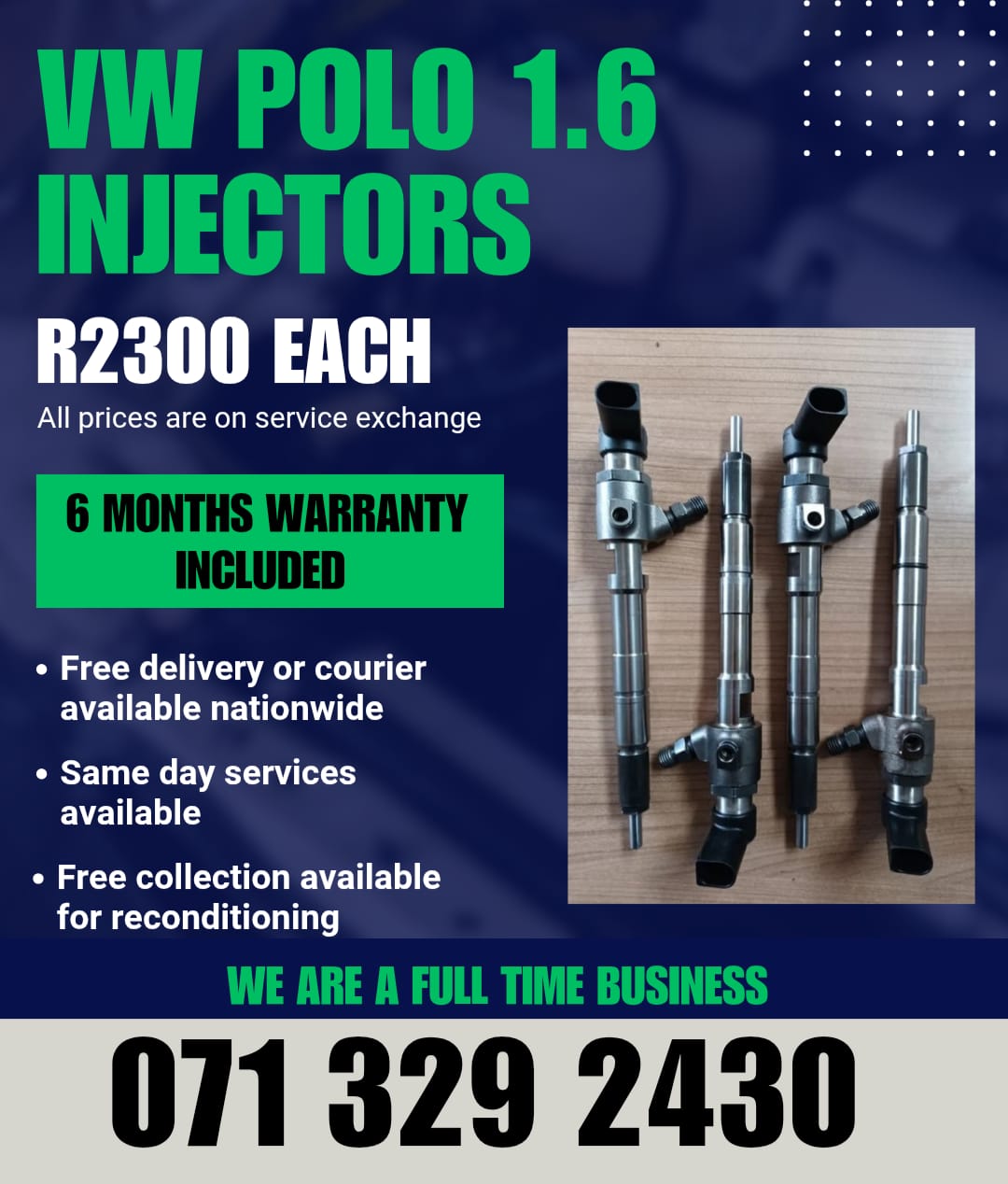 VW POLO 1.6 DIESEL INJECTORS FOR SALE WITH WARRANTY - Private Seller VW POLO 1.6 DIESEL INJECTORS FOR SALE WITH WARRANTY - Private Seller