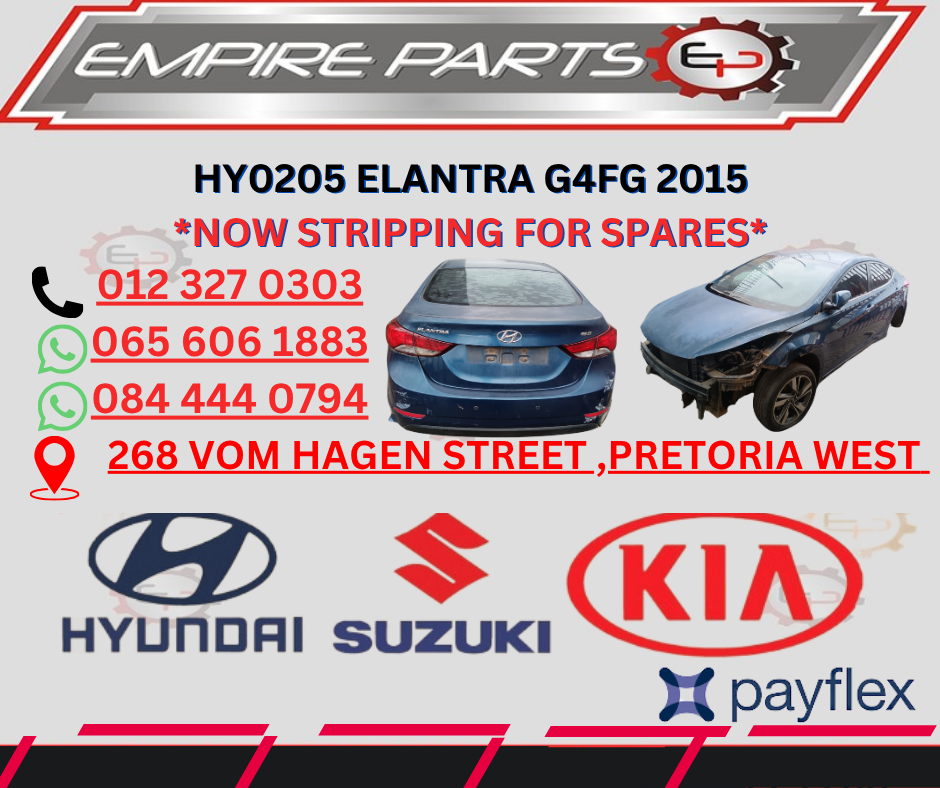 HY0205 HYUNDAI ELANTRA 2015- G4FG *NOW STRIPPING FOR SPARE* - Private Seller HY0205 HYUNDAI ELANTRA 2015- G4FG *NOW STRIPPING FOR SPARE* - Private Seller