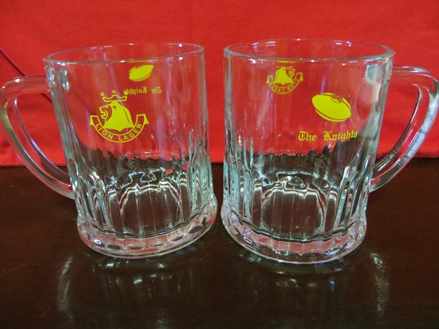 Beer mugs, Glasses and beer cans