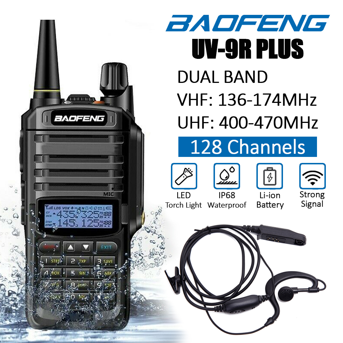 BAOFENG UV-9R Plus Walkie Talkie VHF UHF Dual Band 15W Handheld Two Way Radio / Transceiver. All NEW