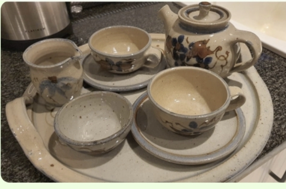 Pottery Tea Set for 2