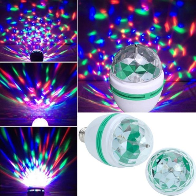 Auto Rotating DJ Party Disco Stage MultiColour RGB LED E27 Socket Crystal Lamp.