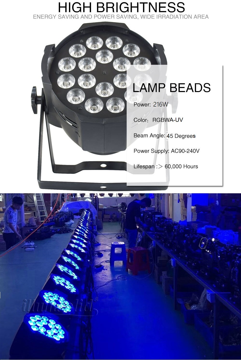 Professional Disco Stage DJ Party Wash LED Light DMX512 PARCAN 6in1 RGBWA-UV.NEW