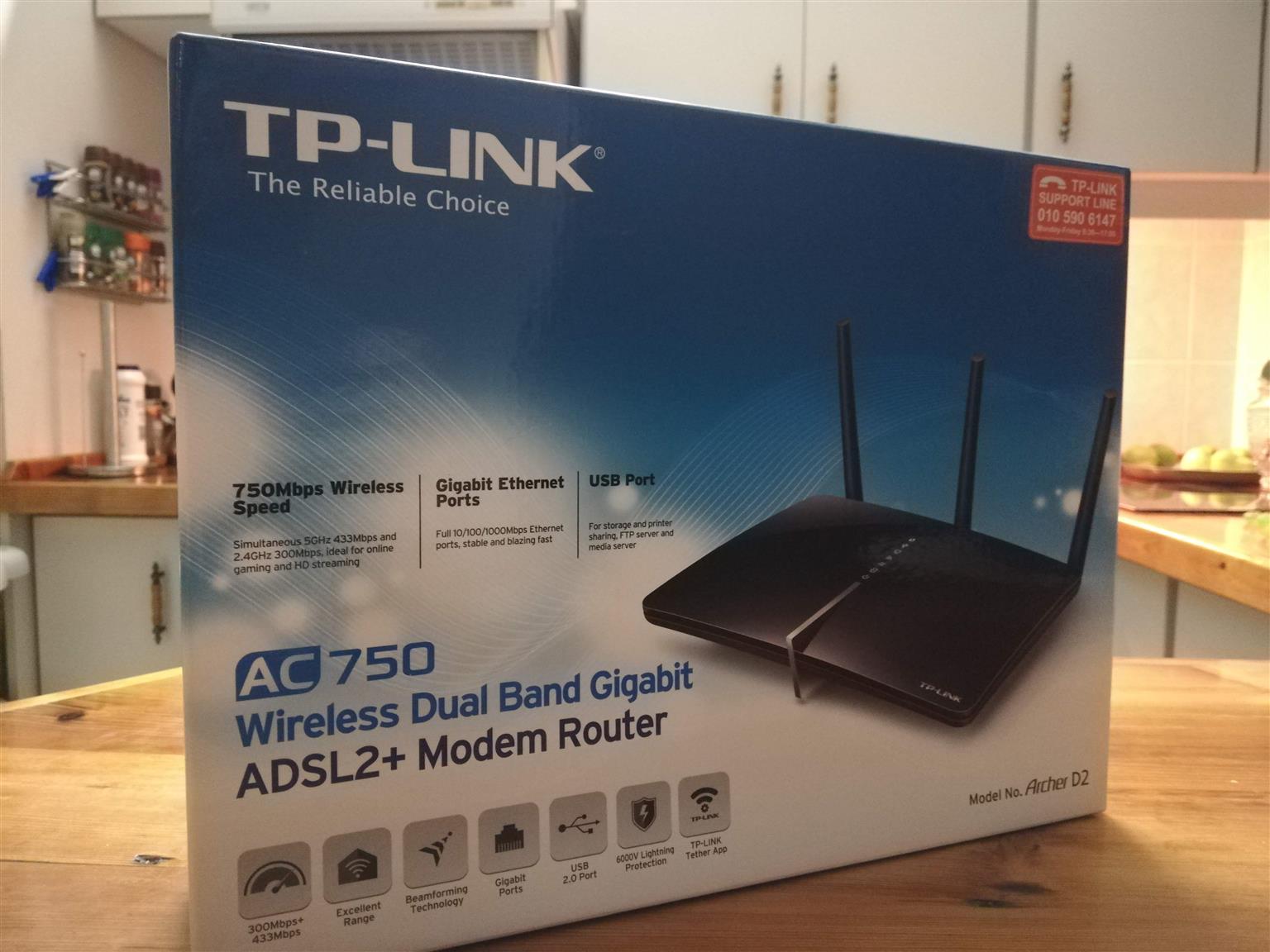 TP-LINK Archer D2 AC750 wireless dual band Gigabit ADSL2+ modem router