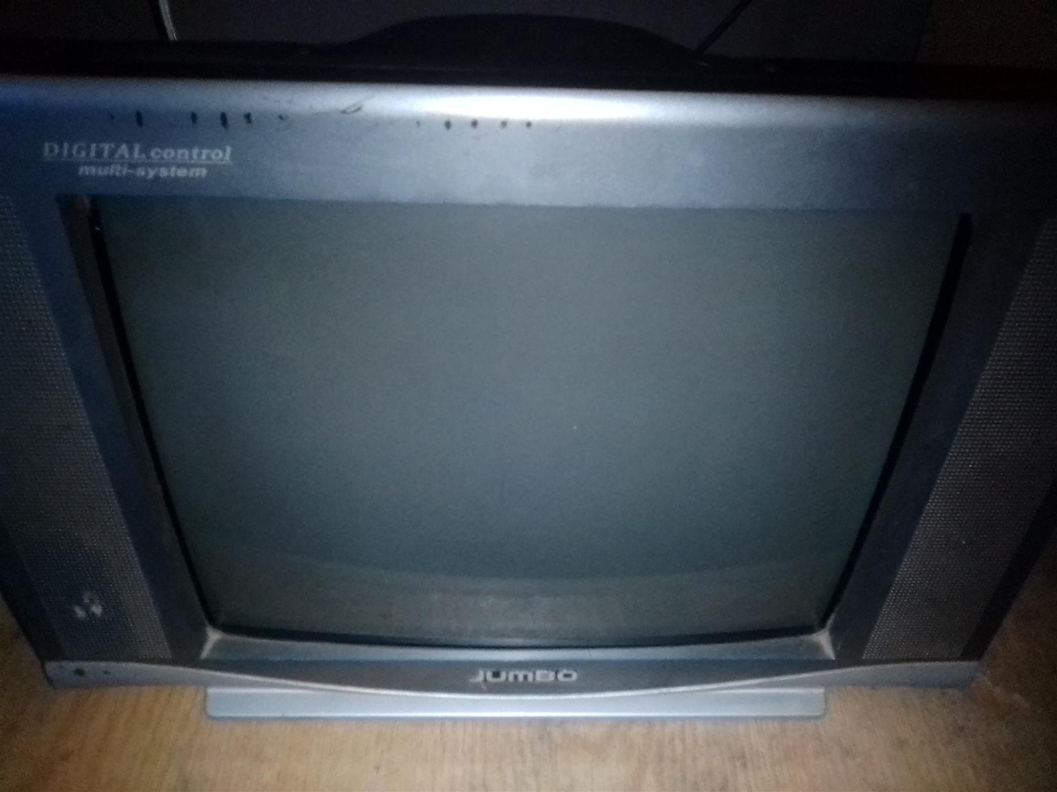 A jumbo 37cm CRT colour TV.