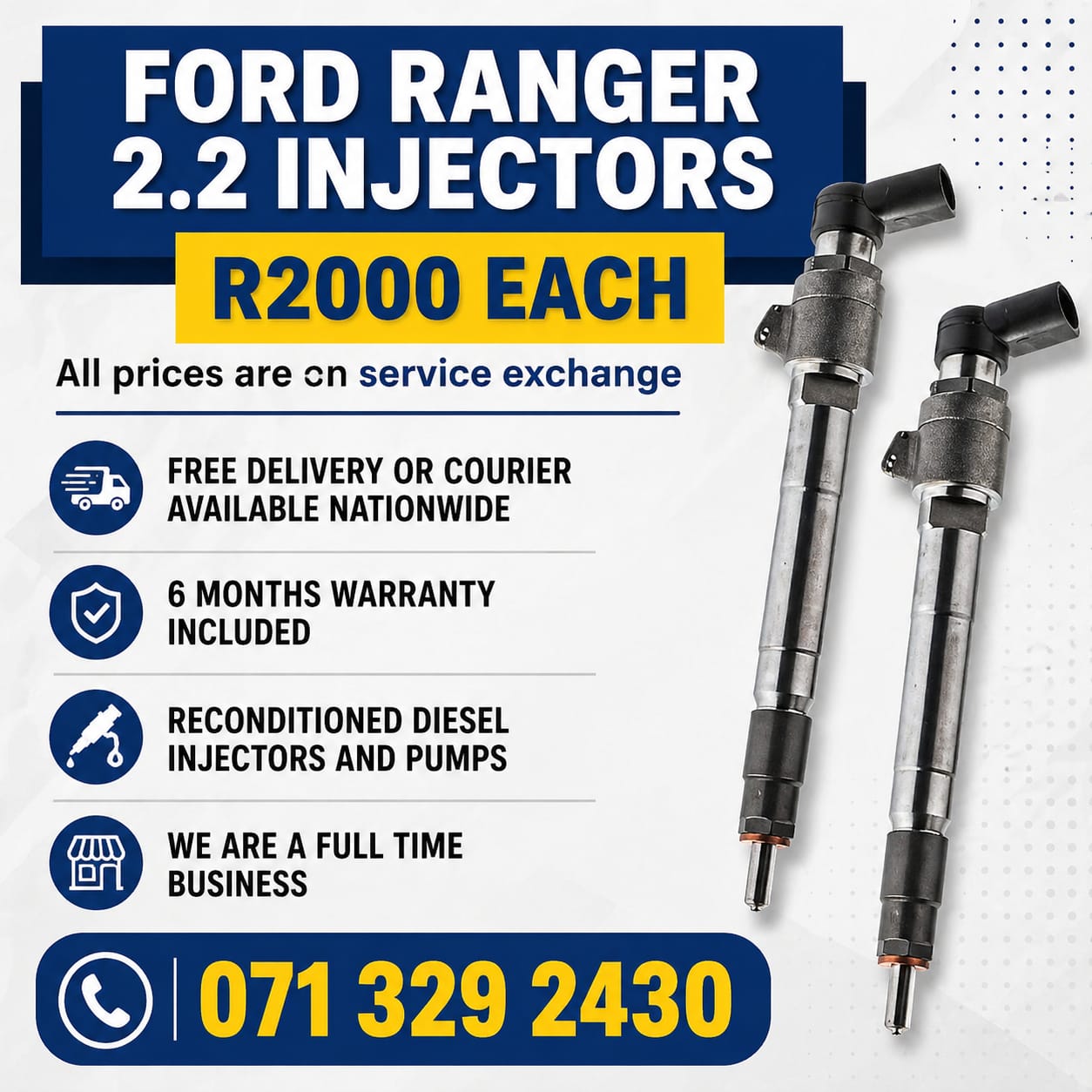 FORD RANGER 2.2 INJECTORS FOR SALE WITH WARRANTY - Private Seller FORD RANGER 2.2 INJECTORS FOR SALE WITH WARRANTY - Private Seller