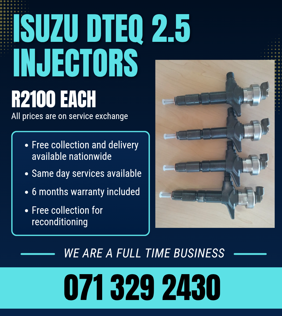ISUZU DTEQ 2.5 INJECTORS FOR SALE WITH WARRANTY ON - Private Seller ISUZU DTEQ 2.5 INJECTORS FOR SALE WITH WARRANTY ON - Private Seller