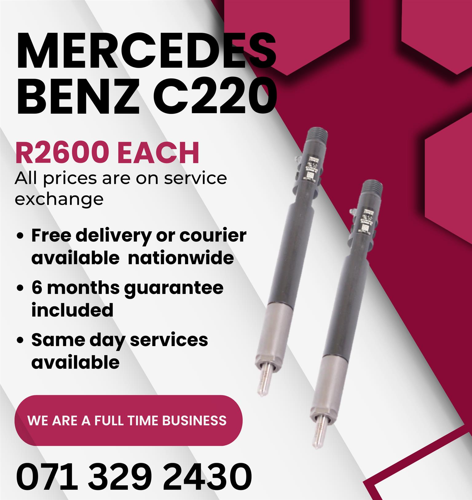 MERCEDES BENZ C220 INJECTORS WITH WARRANTY - Private Seller MERCEDES BENZ C220 INJECTORS WITH WARRANTY - Private Seller