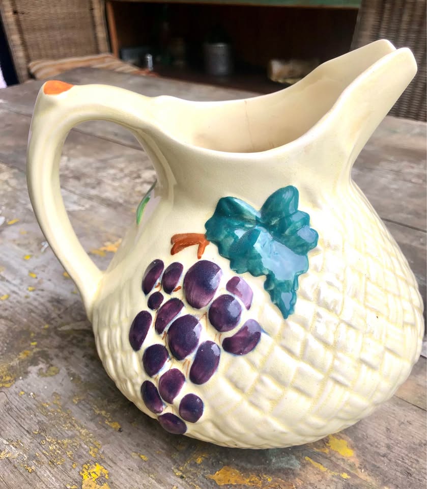 Vintage Charm: Hand-Painted Shorter & Son Jug with Protruding Fruit!