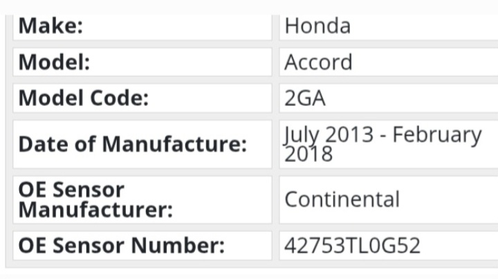 Honda Accord TPMS tyre pressure monitor sensors and valves - Private Seller