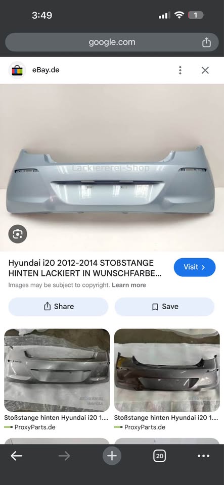 Hyundai i rear bumper with sensor holes - Private Seller Hyundai i rear bumper with sensor holes - Private Seller