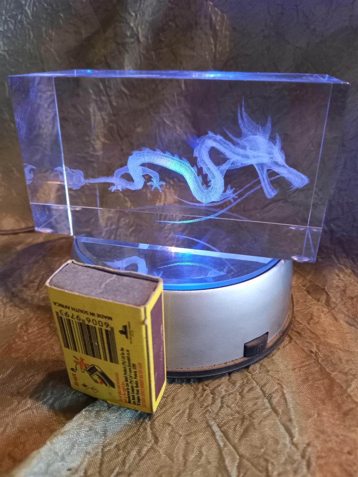 Dragon in crystal with lighted turntable Dragon in crystal with lighted turntable