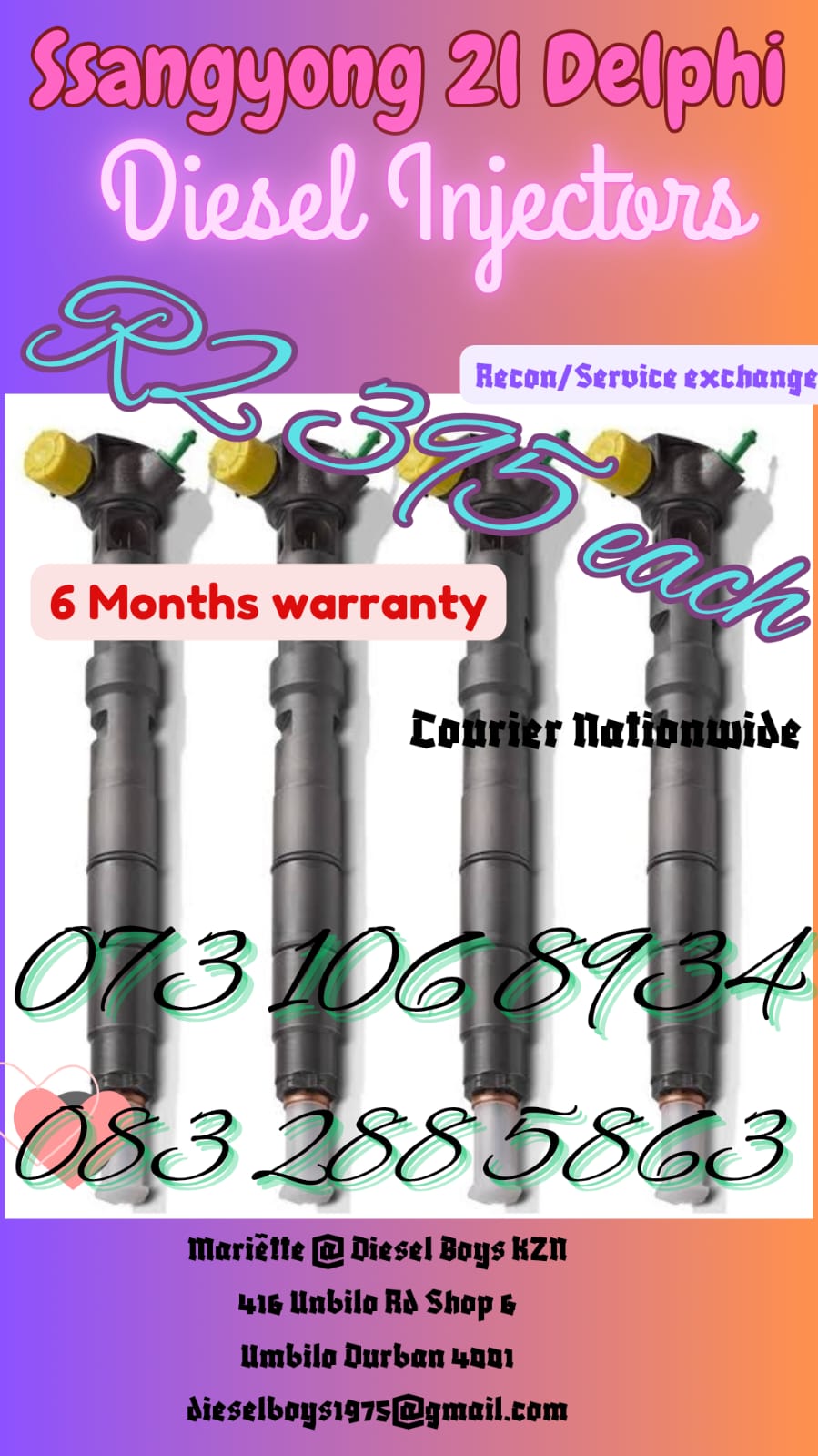 Ssangyong 2l Diesel Injectors - Private Seller Ssangyong 2l Diesel Injectors - Private Seller