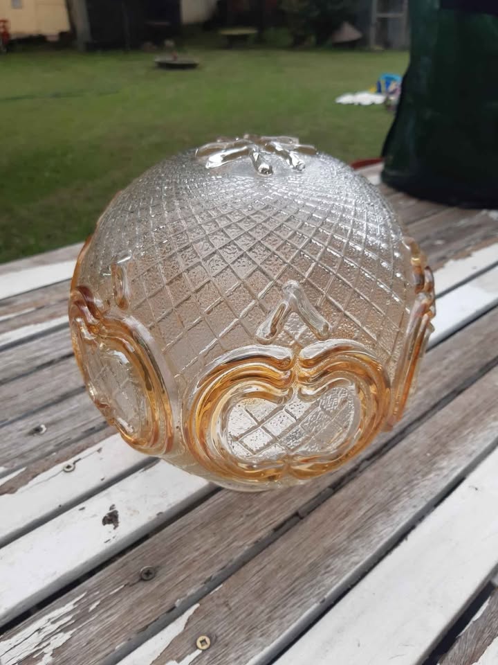 2 x Art Deco, Night Lamp shade, Bedside Vintage Table Lamp, German Glass.