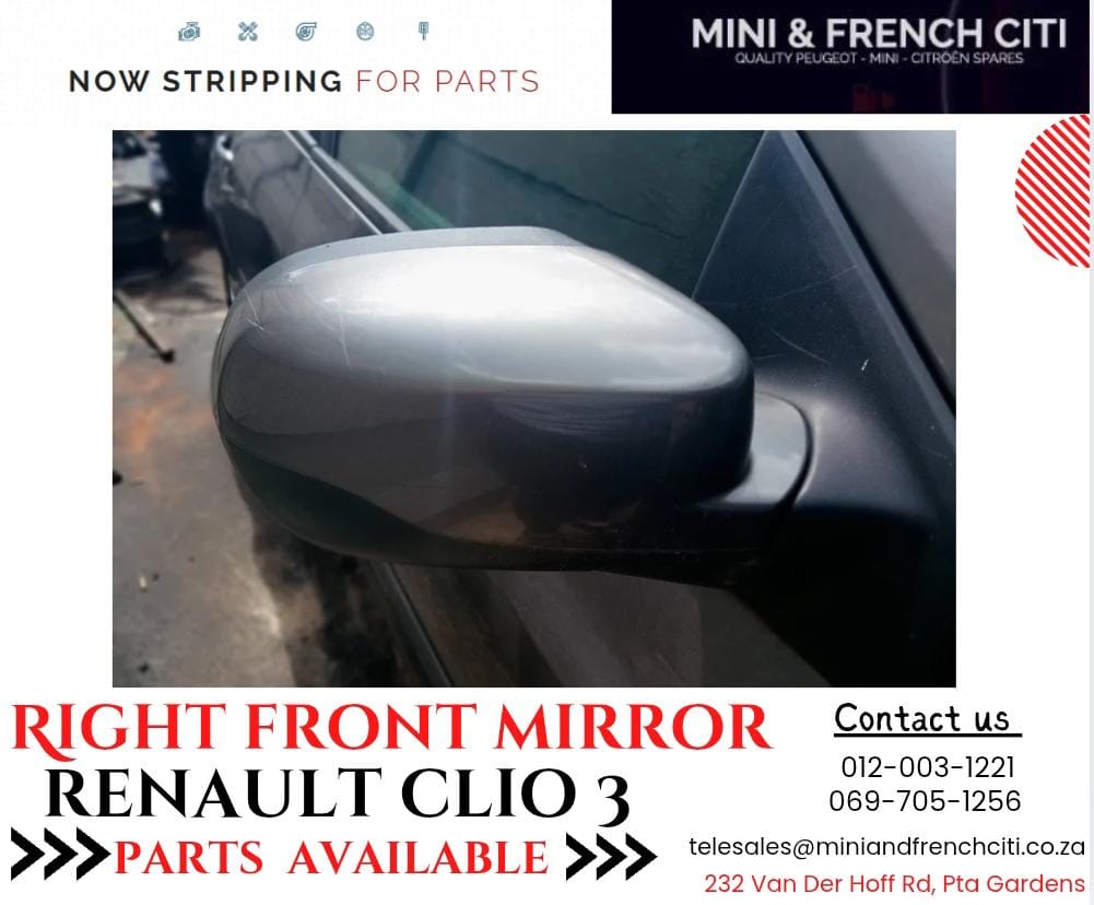 RIGHT FRONT MIRROR FOR SALE FOR 2010 RENAULT CLIO 3 - Private Seller RIGHT FRONT MIRROR FOR SALE FOR 2010 RENAULT CLIO 3 - Private Seller