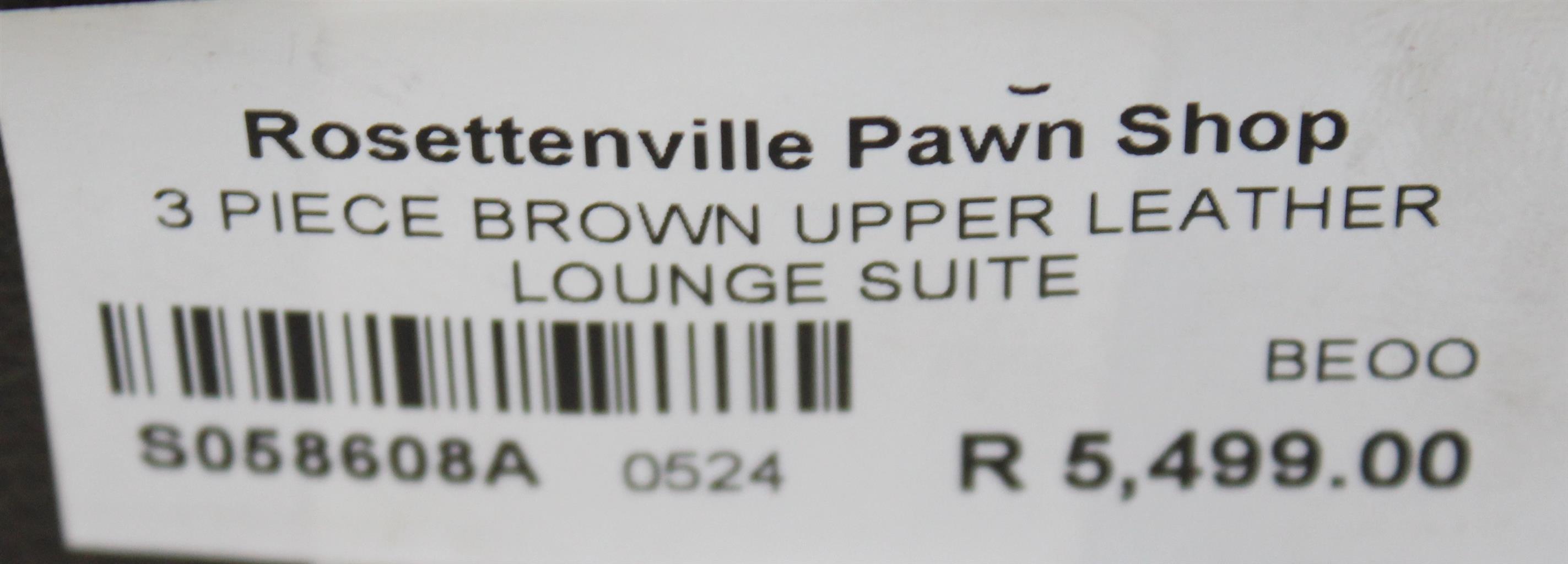 THREE PIECE BROWN UPPER LEATHER LOUNGE SUITE S058608A Junk Mail