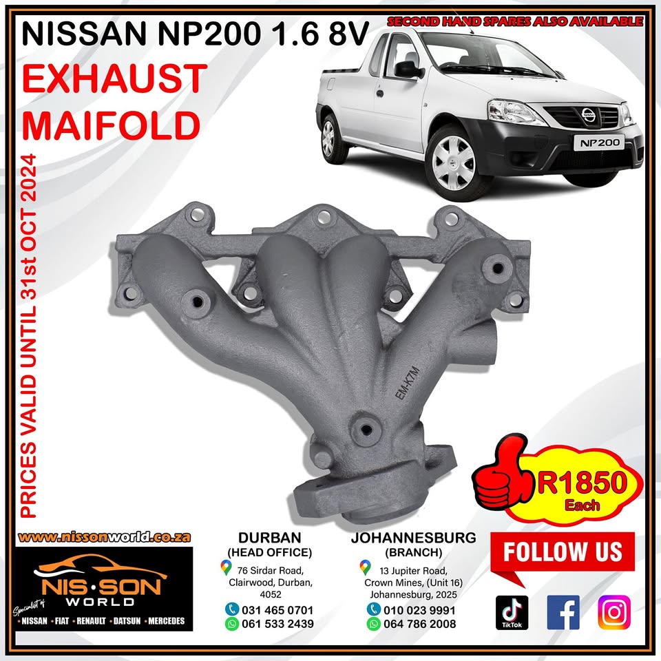 NISSAN NP200 1.6 8V EXHAUST MANIFOLD - Private Seller