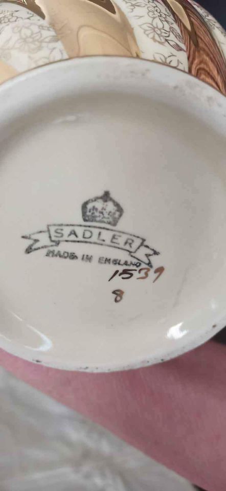 Vintage Sadler Gold Swirl Teapot and Milk Jug Tea Set FLoral