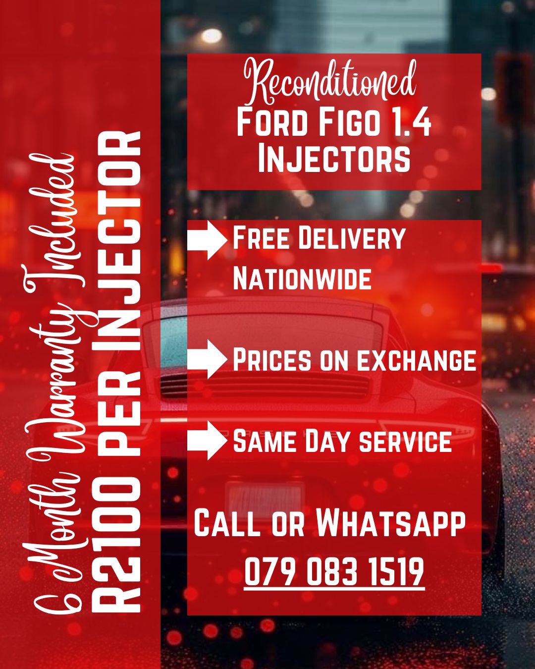 FORD FIGO 1.4 INJECTORS FOR SALE WITH WARRANTY INCLUDED - Private Seller FORD FIGO 1.4 INJECTORS FOR SALE WITH WARRANTY INCLUDED - Private Seller