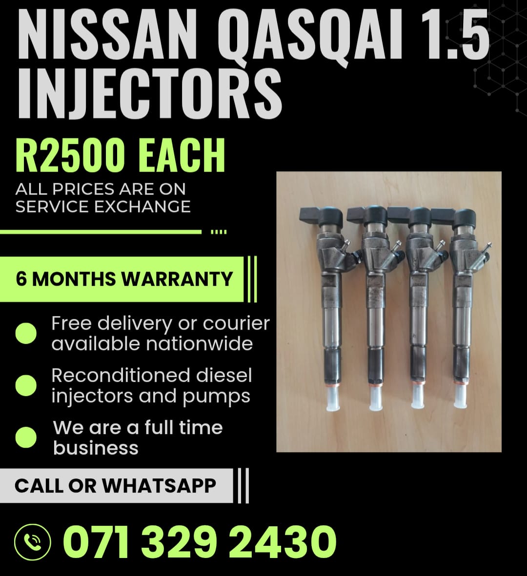 NISSAN QASQAI 1.5 INJECTORS FOR SALE WITH WARRANTY - Private Seller NISSAN QASQAI 1.5 INJECTORS FOR SALE WITH WARRANTY - Private Seller